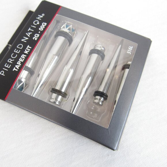 Pierced Nation Stainless Steel Taper Kit 2G - 00G 316L Faux Blue Gem - Picture 5 of 7